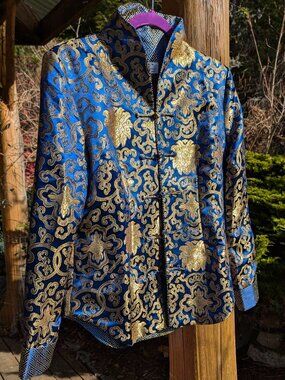 Elegant Blue and Gold Women's Jacket